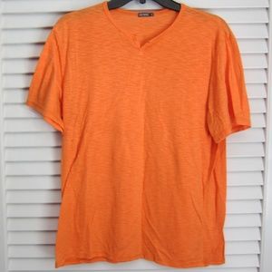 Vox Populi Orange Burnout T Shirt Slit Neckline sz L XL